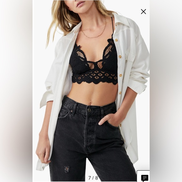 FP One Adella Crochet Lace Bra Crop Top Bralette in Black S/P - Picture 9 of 16